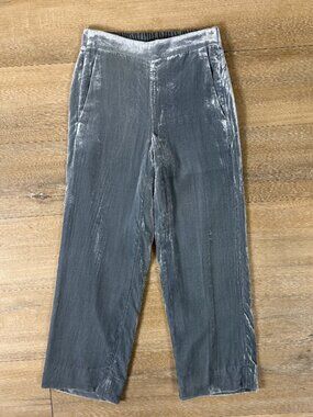 J. Crew NWT Slate Blue Gray Velvet Wide Leg Cropped Pull-On Pants | 00